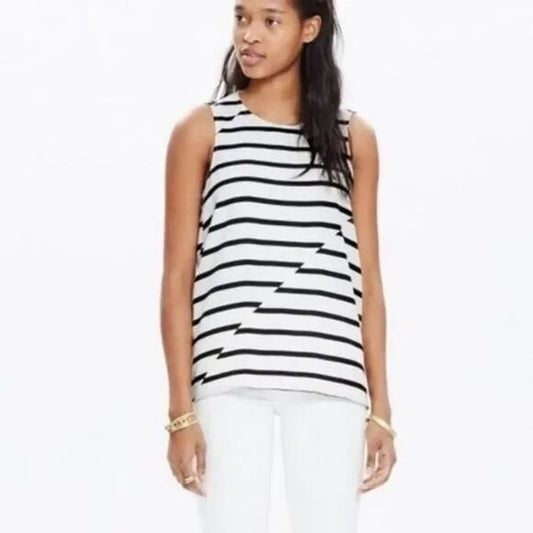 Madewell Women's Size XXS Black & White Striped Sleeveless Tank Top