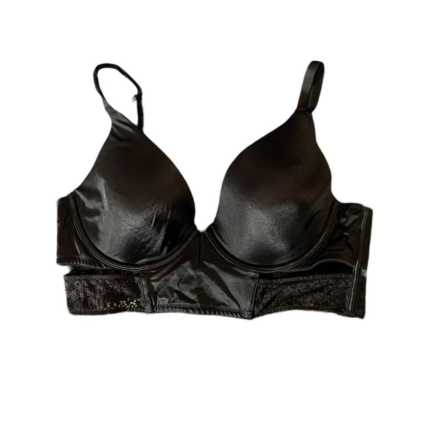 Victoria’s Secret Bra Womens 34D Black Underwire Satin Look Lace Trim