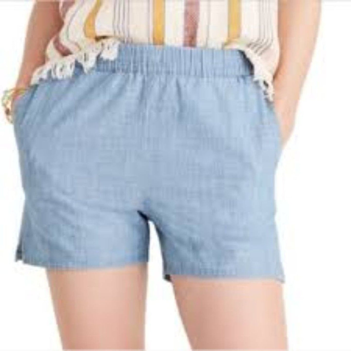 Madewell High Rise Chambray Pull On Shorts Blue Size Small