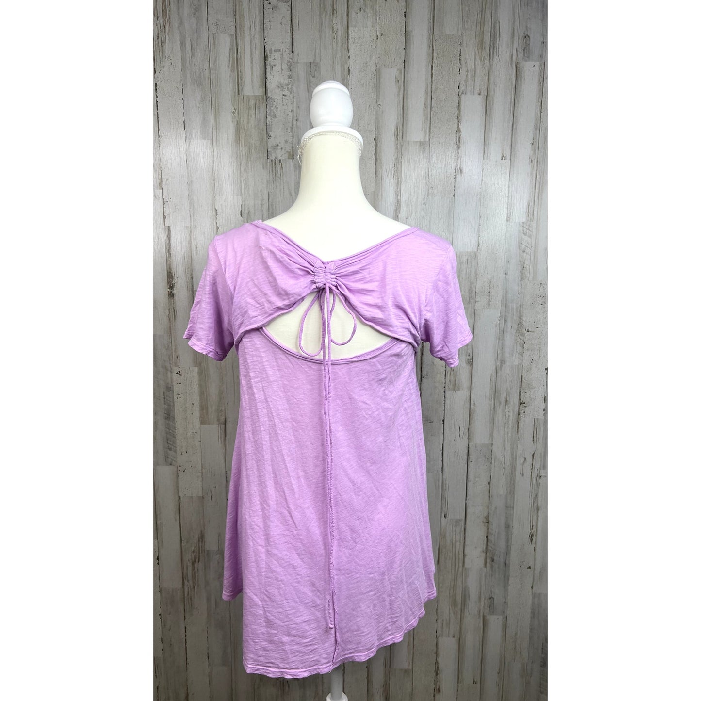 t.la Women's Extra Small XS Lavender Short Sleeve Tie-Back Tunic Blouse