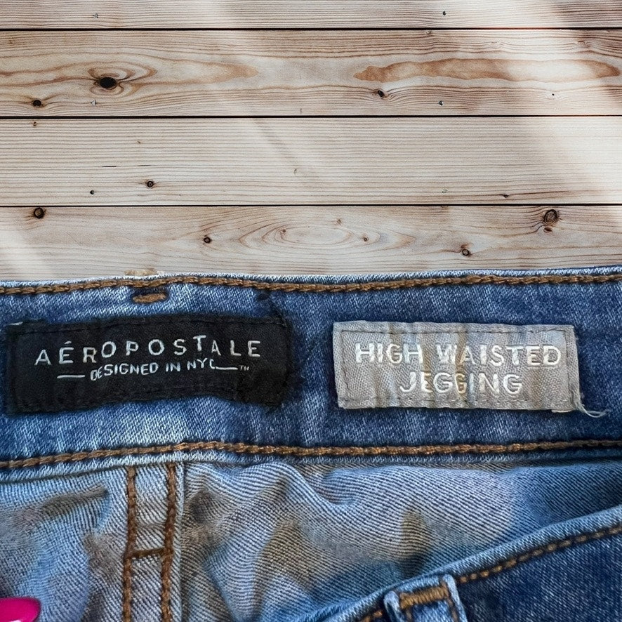 Aeropostale Women's High Waisted Jegging Jeans Size 00 Short Blue Denim