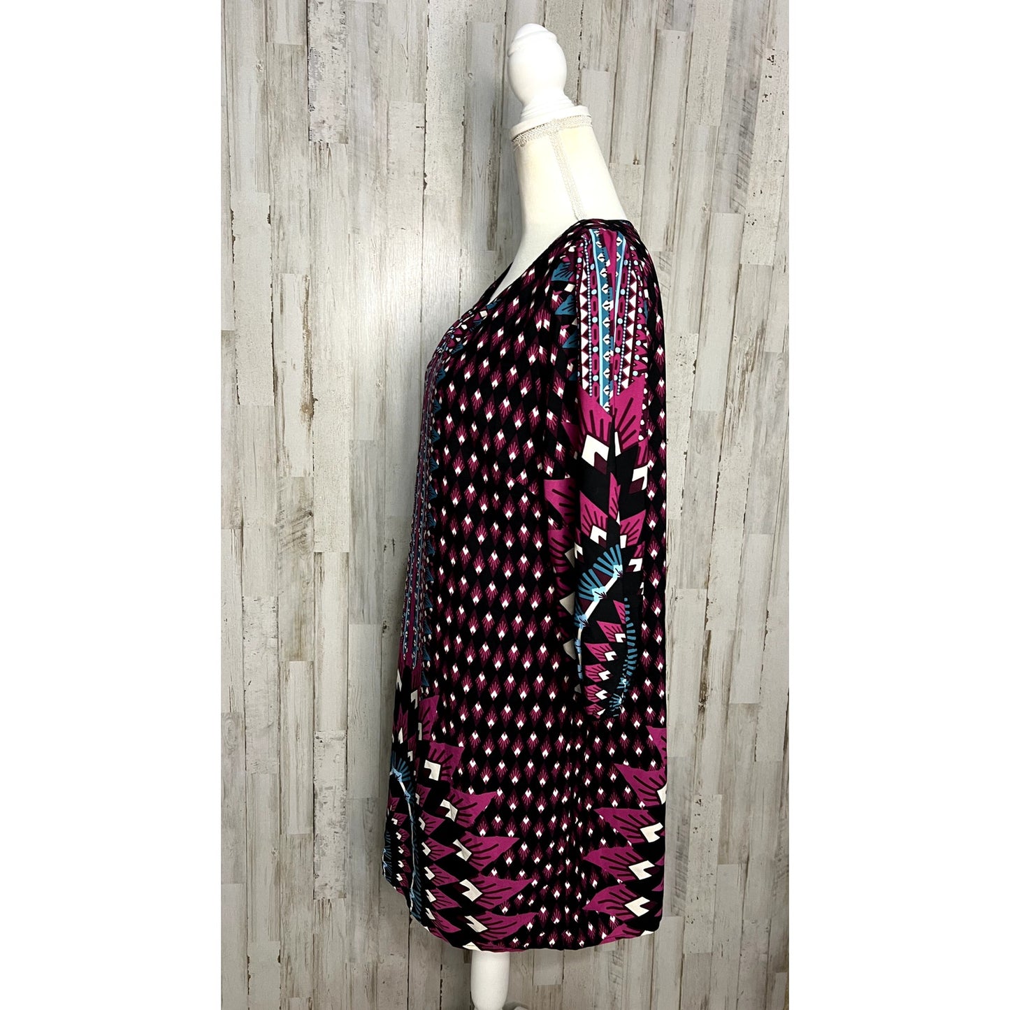 Fab'rik Women's Geometric Tunic Dress Size Large Multicolor