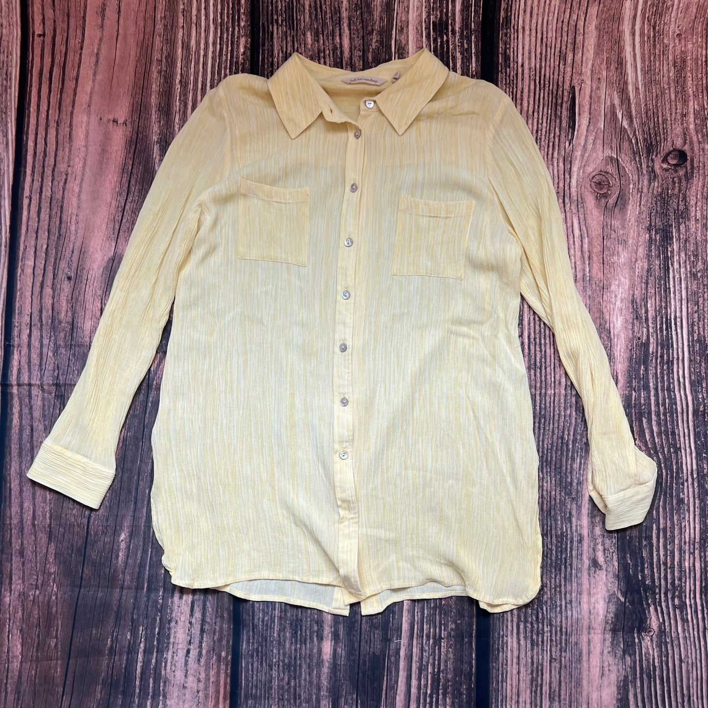 Soft Surroundings Women's Medium Yellow Long Sleeve Button-Up Shirt