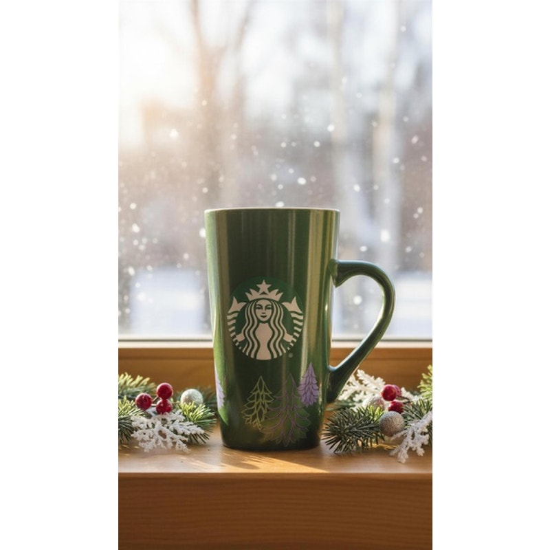Starbucks Holiday Tree Siren Logo Coffee Mug Green 16 oz