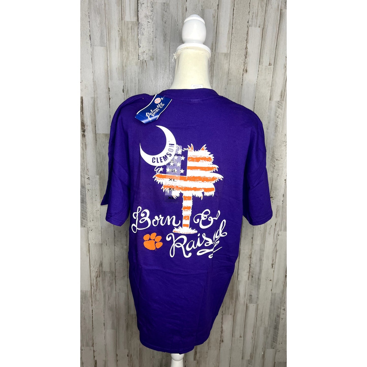 NWT Clemson University 'Born & Raised' Purple Short Sleeve T-Shirt Men's Size XL