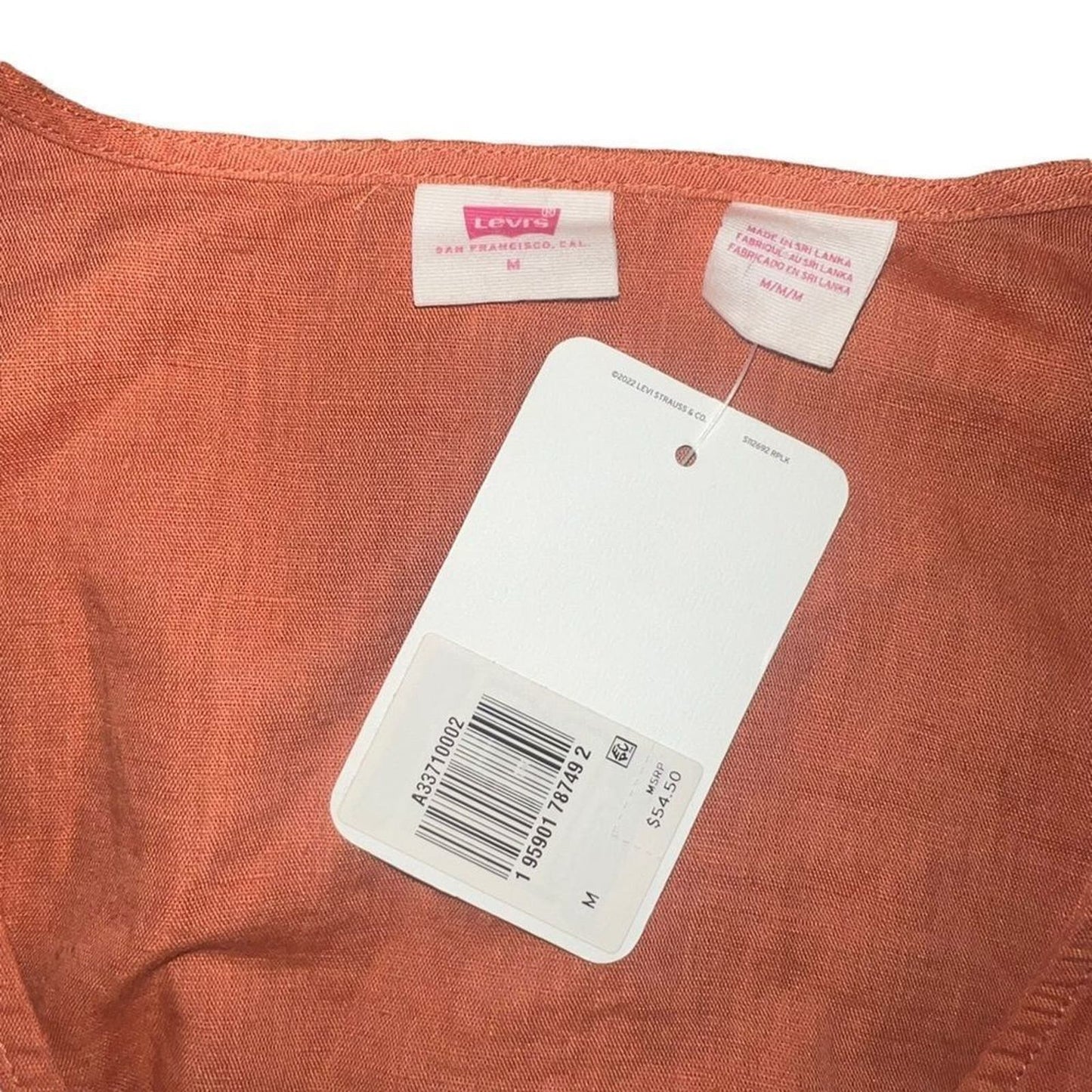 NWT Levi's Linen Luisa Puff Sleeve Blouse Orange Medium