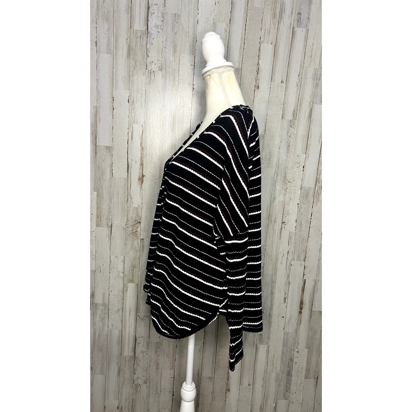 Out From Under Women's Size Medium Black Striped Buttoned Cardigan Sweater