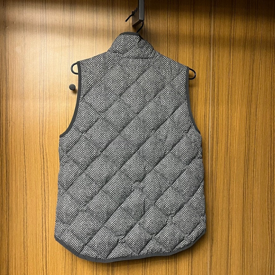 J.Crew Women's Gray Quilted Puffer Vest Medium Herringbone Pattern