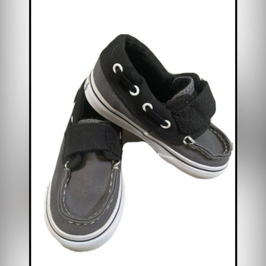 Vans Loafers Boat Shoes with Strap - Gray/Black, Toddler Size 4.5