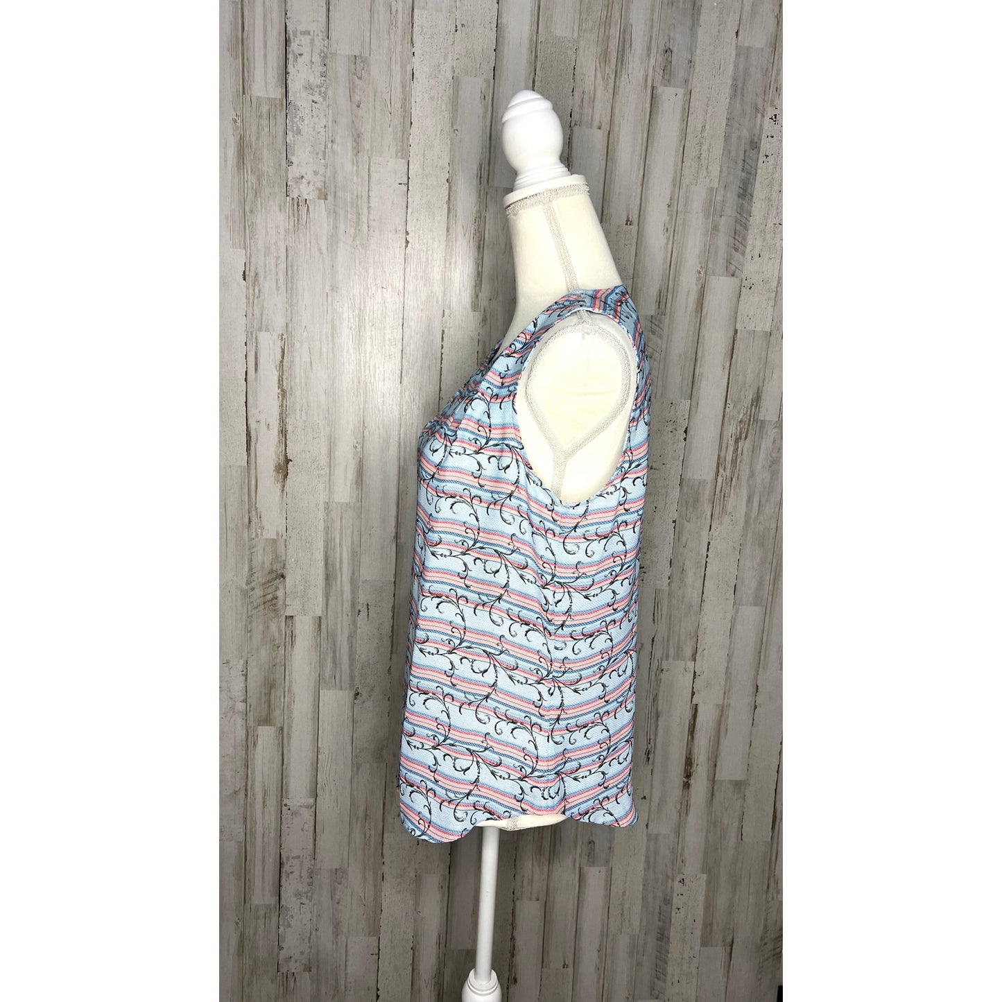 Talbots Women's Striped Tank Top Blouse Size Small Multicolor Scoop Neck