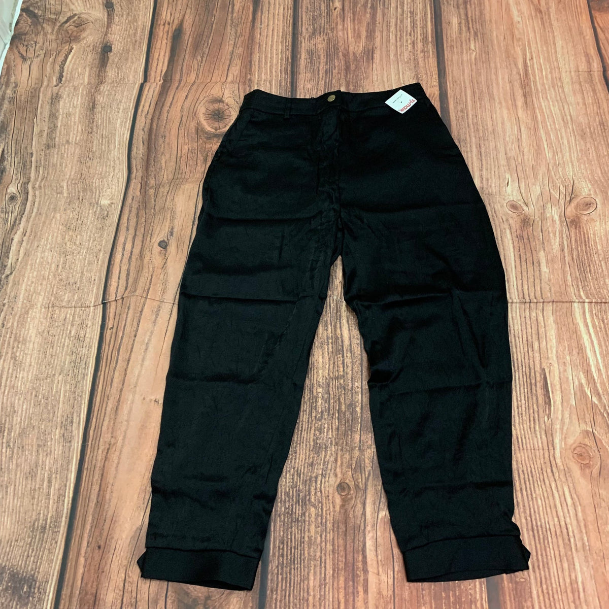 NWT Zara Black Silky Wide Leg Trousers Women's Size Medium