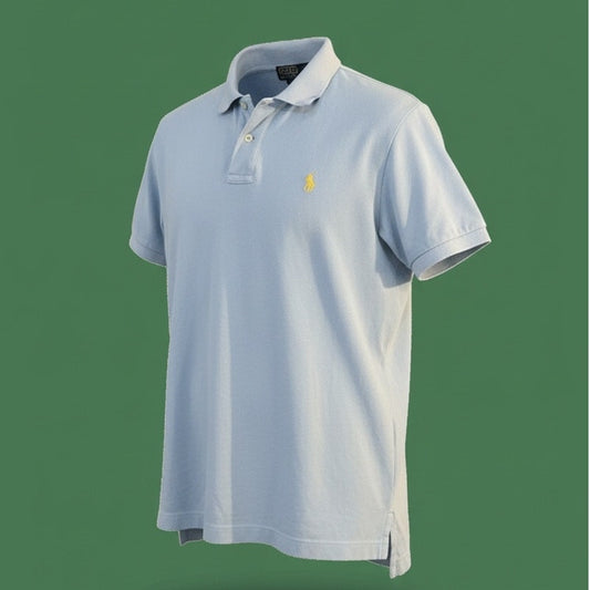 Polo Ralph Lauren Polo Shirt Mens Size Medium Light Blue Short Sleeve Logo