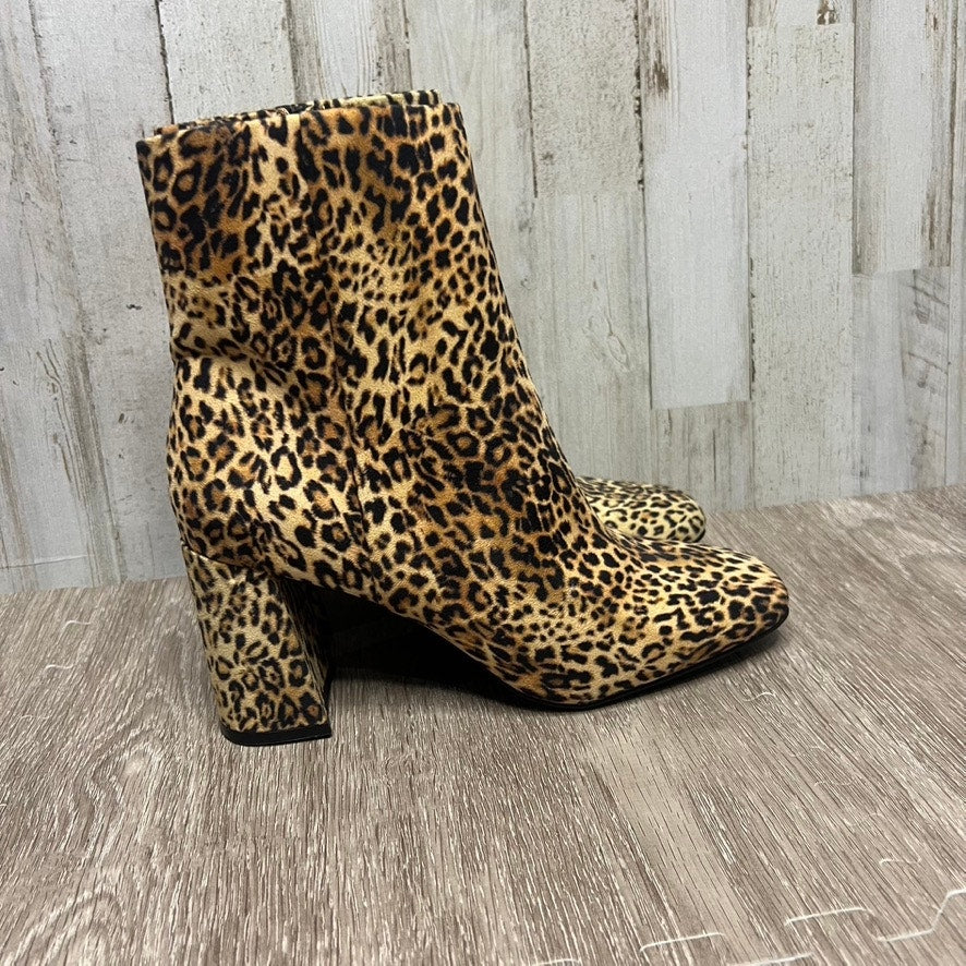 Sugar Women's Leopard Print Ankle Boots Size 7M Square Toe Chunky Heel Zip