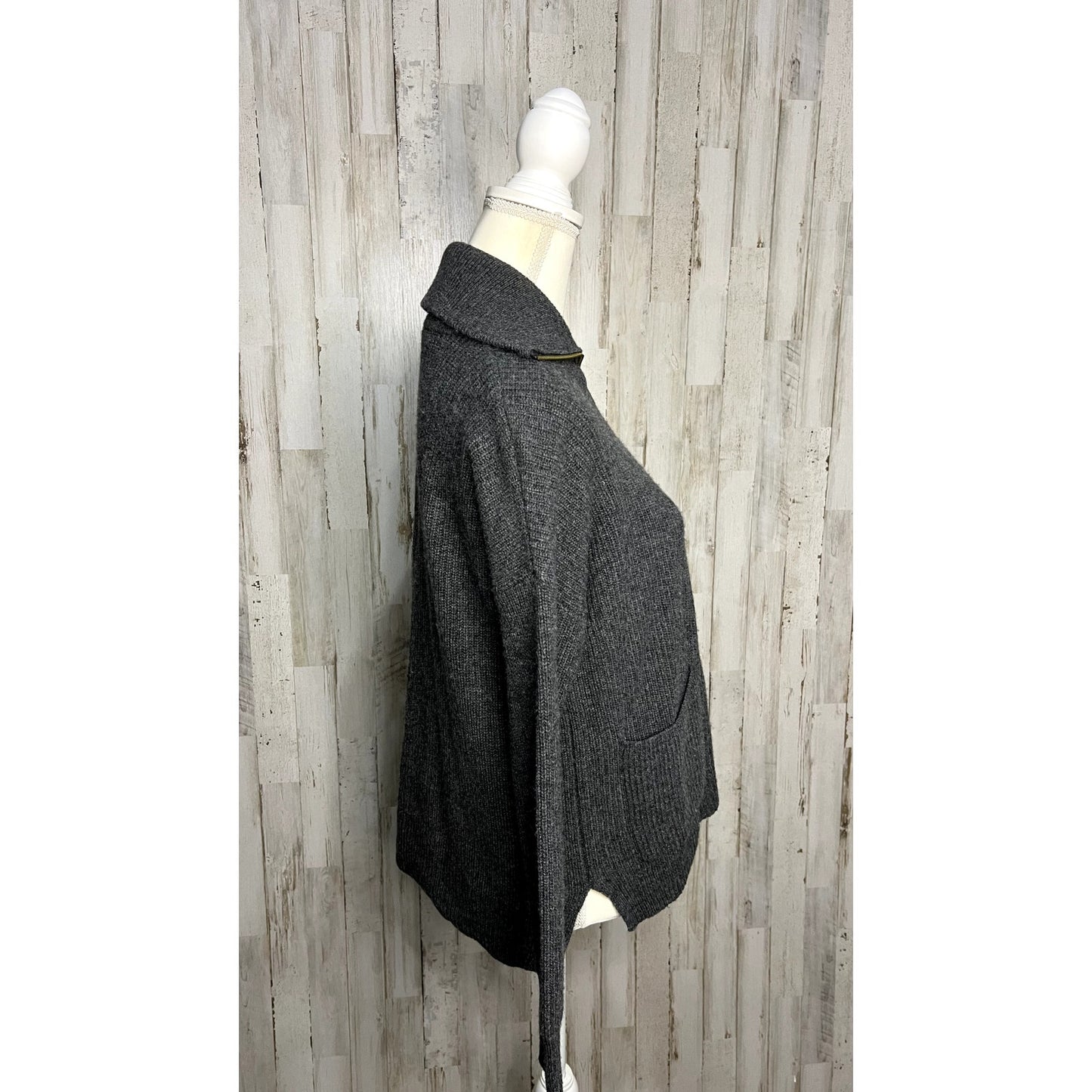 Madewell Women's XS Gray Ribbed Knit 1/4 Zip High Neck Sweater