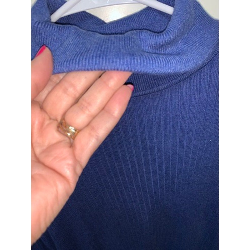 Talbots Women's XL Blue Ribbed Turtleneck Sweater Long Sleeve Casual