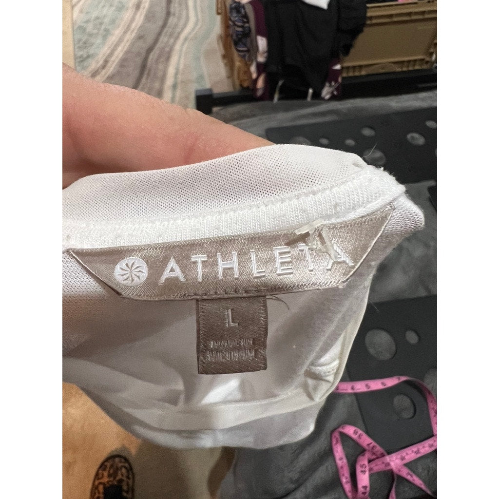 Athleta Women's White Sleeveless Crew Neck Tank Top Size Large Casual Summer