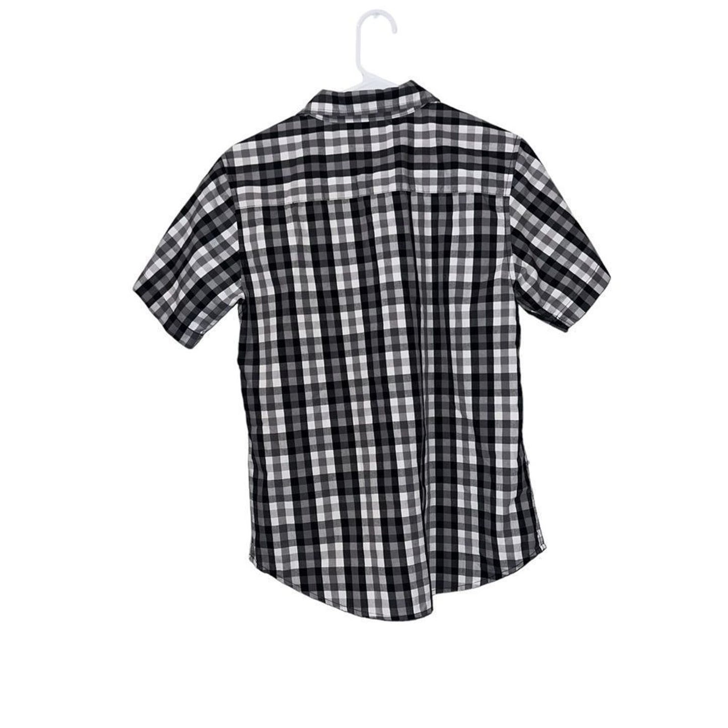 Wrangler Short Sleeved Button Down Grey Plaid Shirt