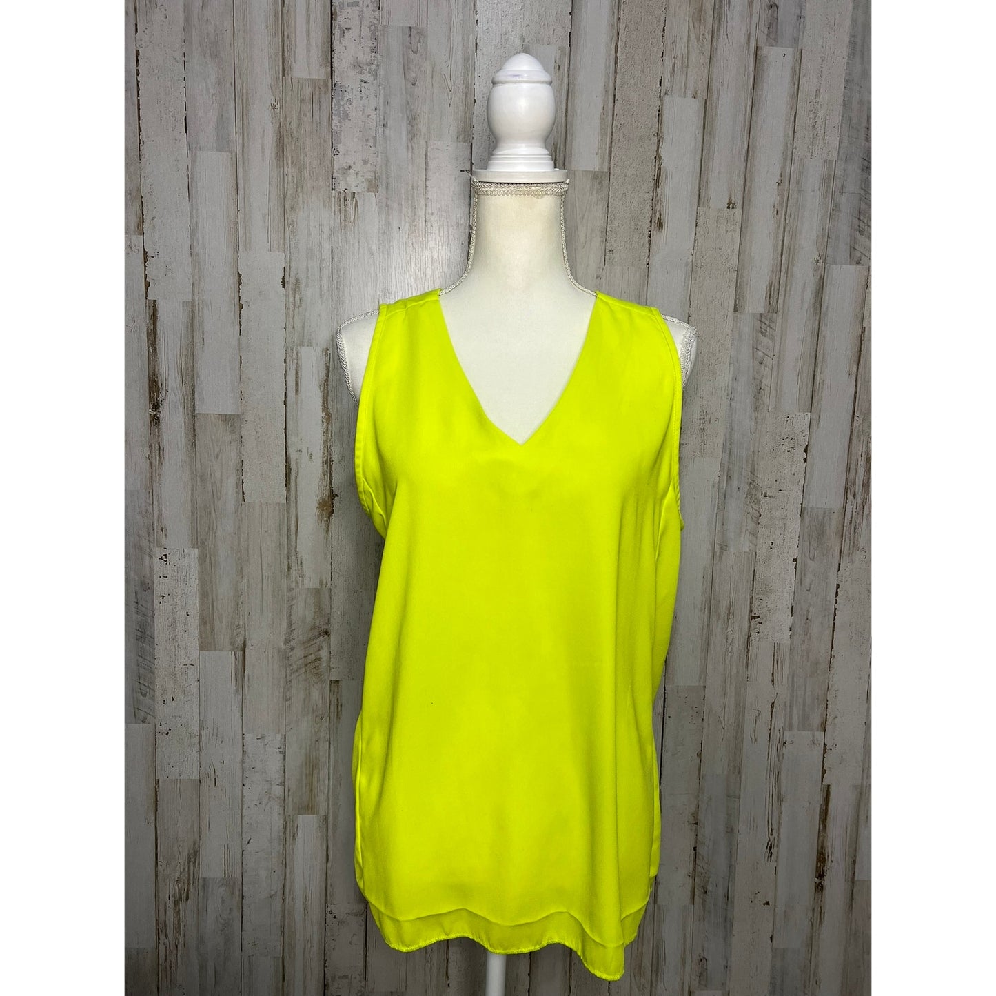 J.Crew Women's Sleeveless V-Neck Blouse Size 12 Neon Yellow Casual