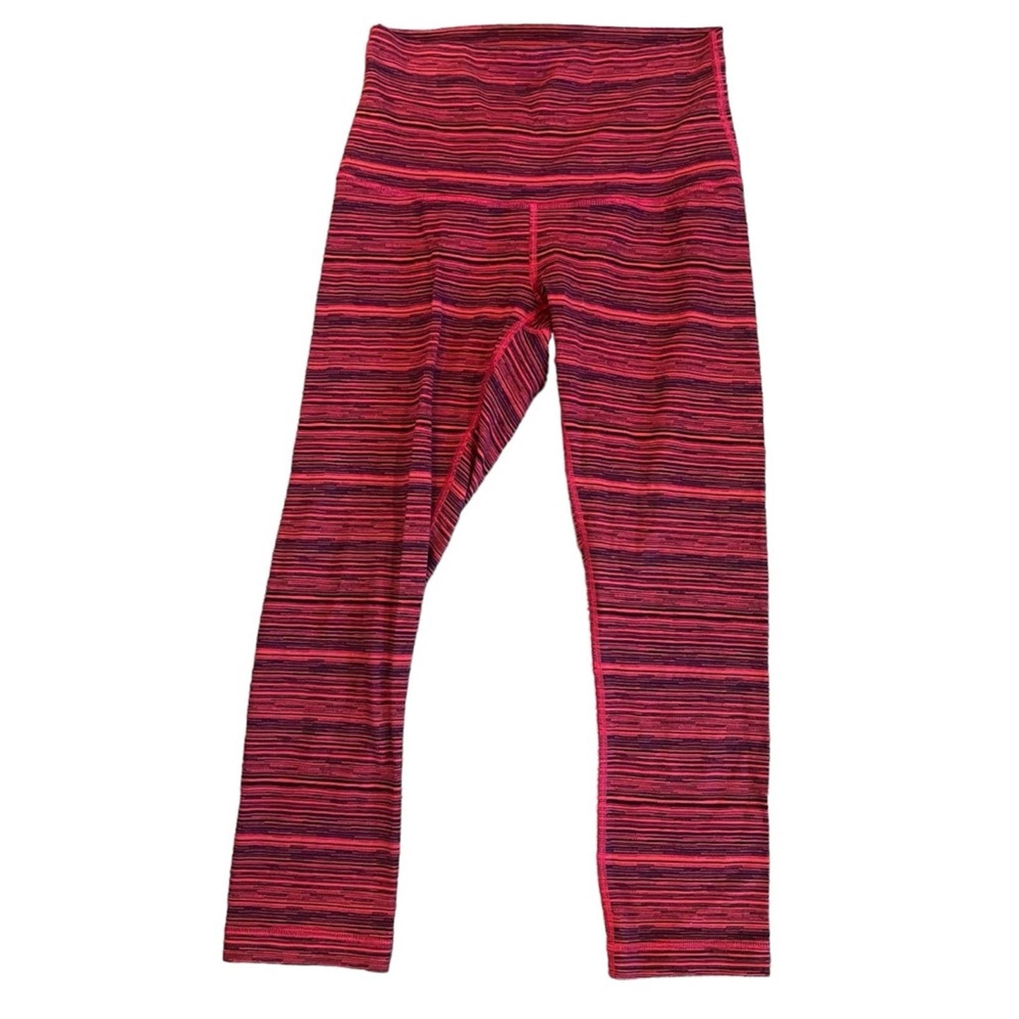 Lululemon Wunder Under Hi-Rise Crop Red Cyber Stripe Leggings Women’s Size 6