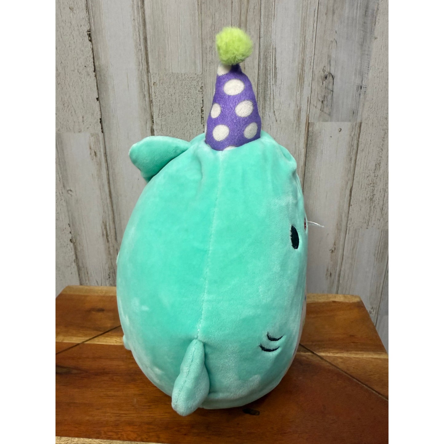 Squishmallows Sharon the Shark Birthday Plush Toy with Party Hat 9”