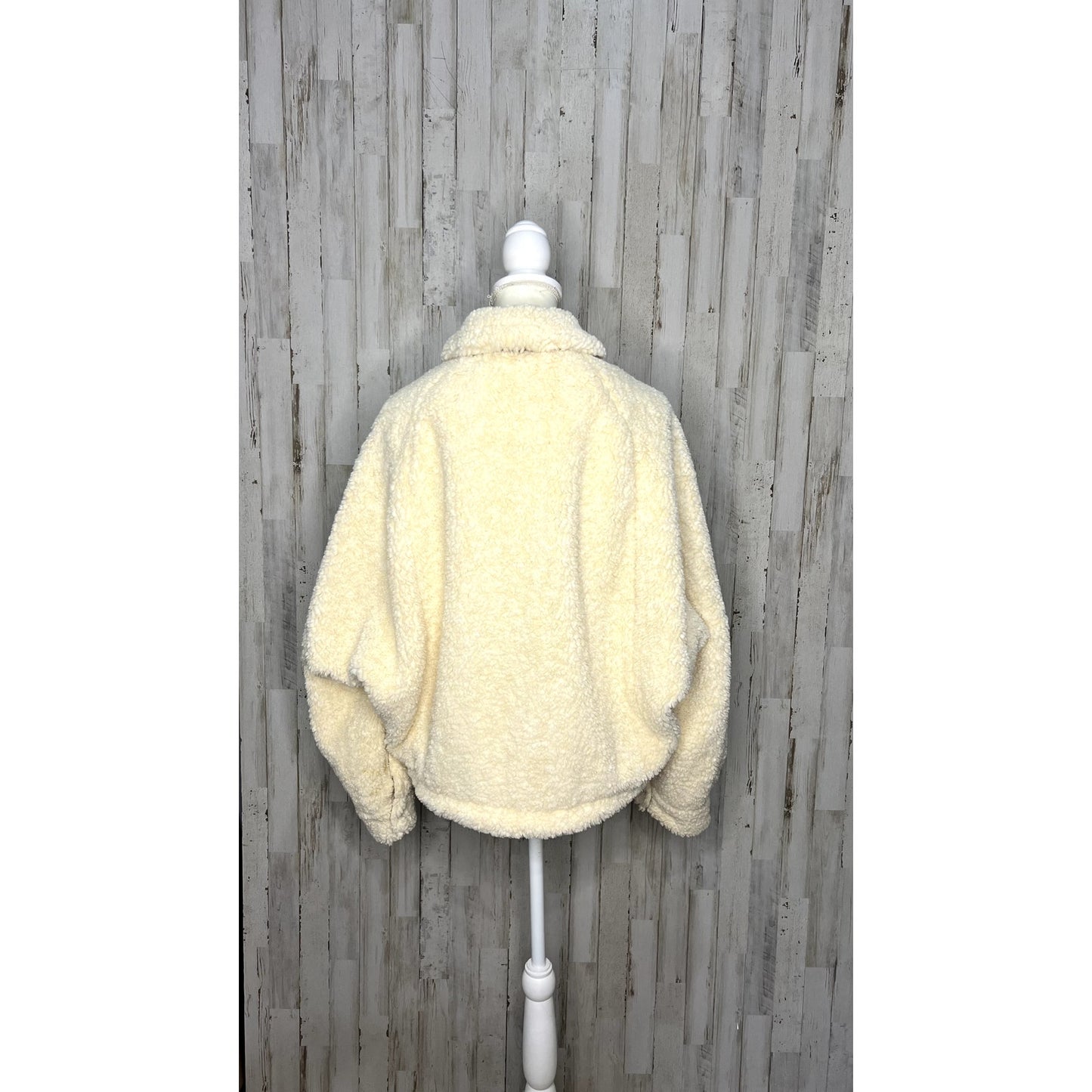 We The Free Teddy Swing Jacket Ivory Size M Cropped Button Front Cozy Casual