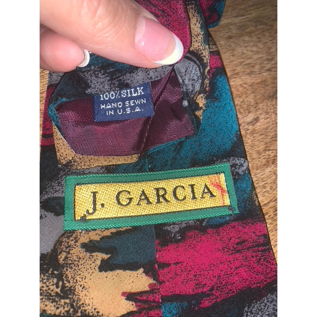 J. Garcia Men's Multicolor Geometric Abstract Silk Necktie