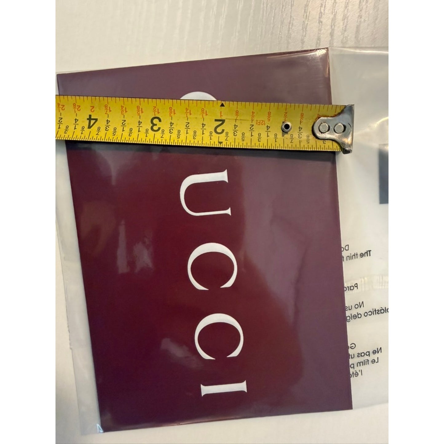 Gucci Burgundy Maroon Glossy Logo Envelope Receipt Holder Gift Packaging 6"x4.5"
