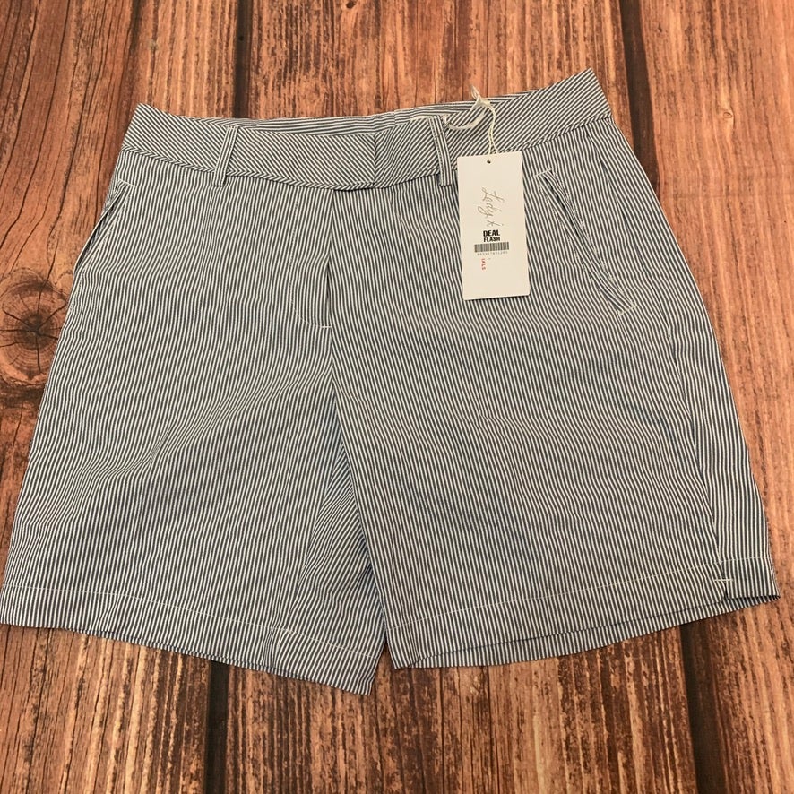 NWT Lady Hagen Navy White Seersucker Shorts Size 4 Women’s