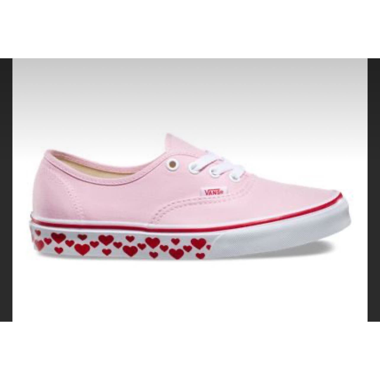 Vans Authentic Pink Heart Tape Canvas Low Top Lace Up Sneakers Kids Size 12.5