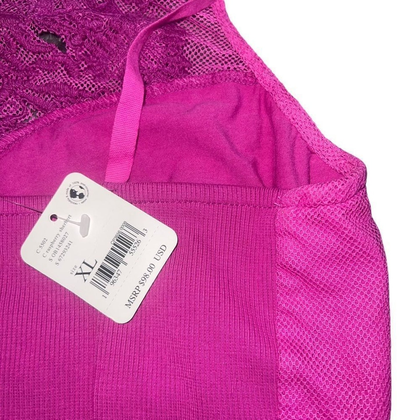 NWT Free People Have My Heart Tank Top Womens XL Pink Lace Corset Crop Cami