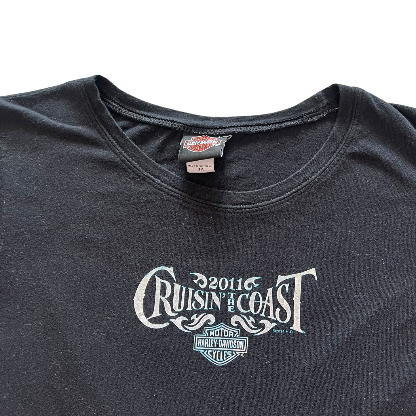 Harley Davidson Women's 2X Black Cruisin The Coast Myrtle Beach 2011 Graphic Tee