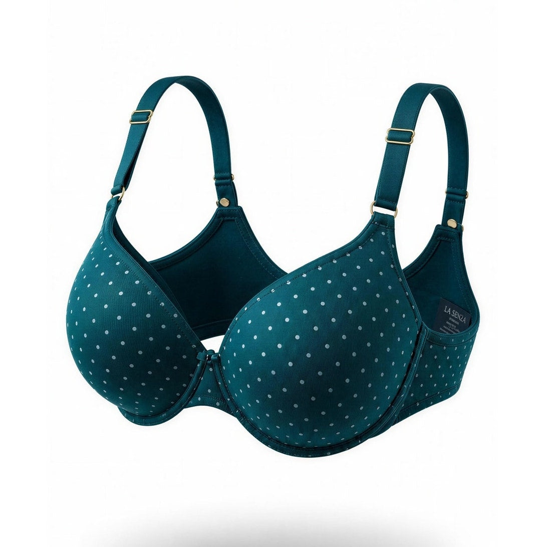 Soma Vanishing Back Bra Womens 36C Green Teal Polka Dot