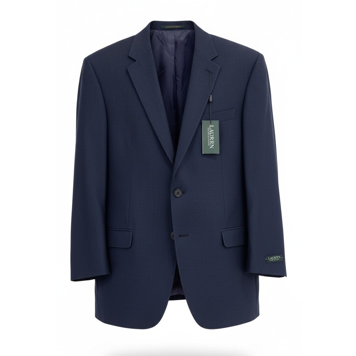 NWT Lauren Ralph Lauren Sport Coat Blazer Mens 46L Navy Solid 2-Button Long