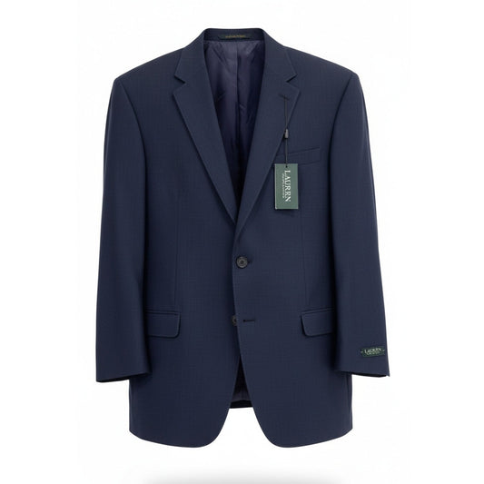 NWT Lauren Ralph Lauren Sport Coat Blazer Mens 46L Navy Solid 2-Button Long