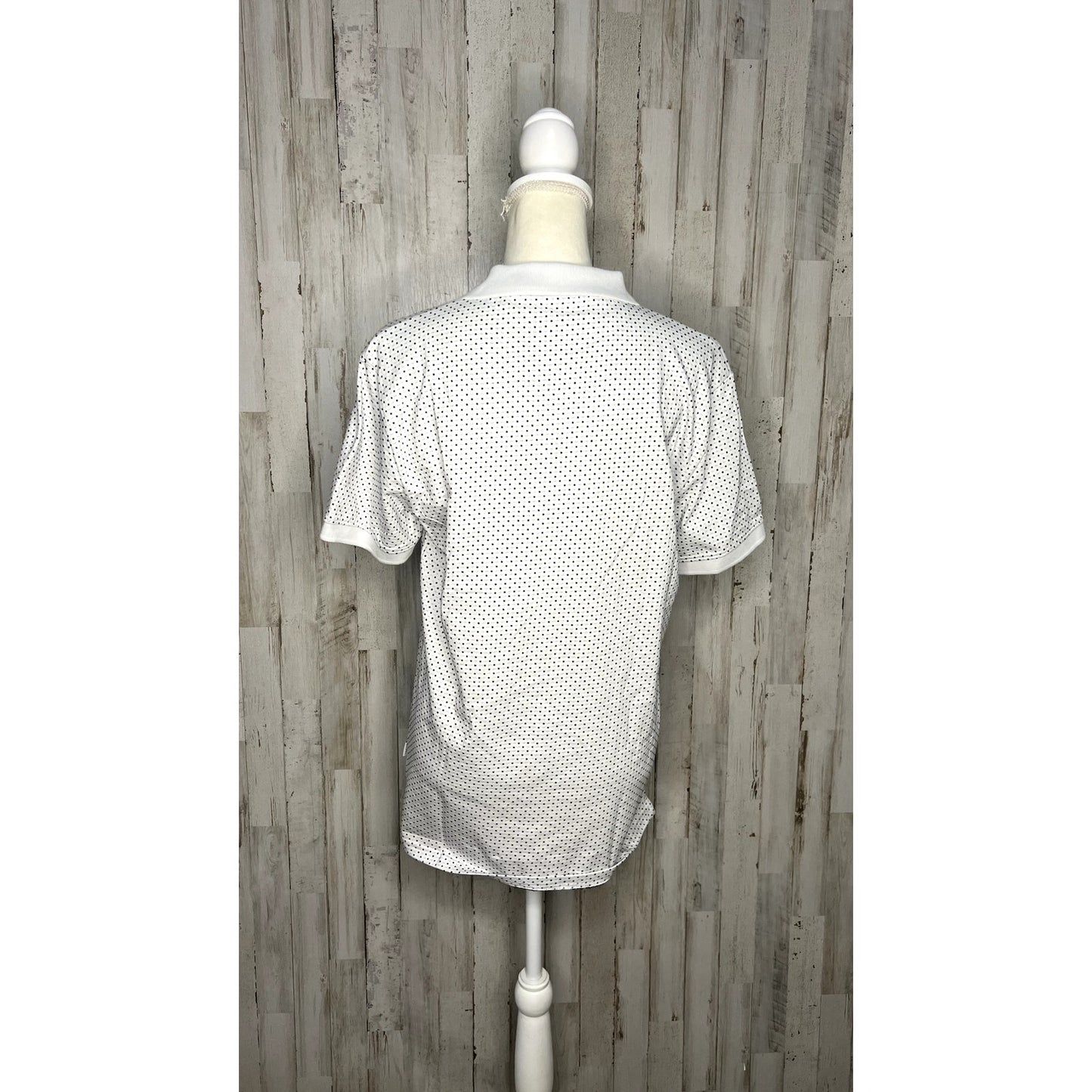 NWT Peter Werth Men's White Polka Dot Short Sleeve Polo Shirt Size Small