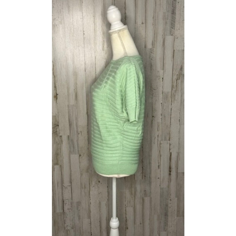 DKNY Women's XS Mint Green Geometric Short Sleeve Pullover Sweater