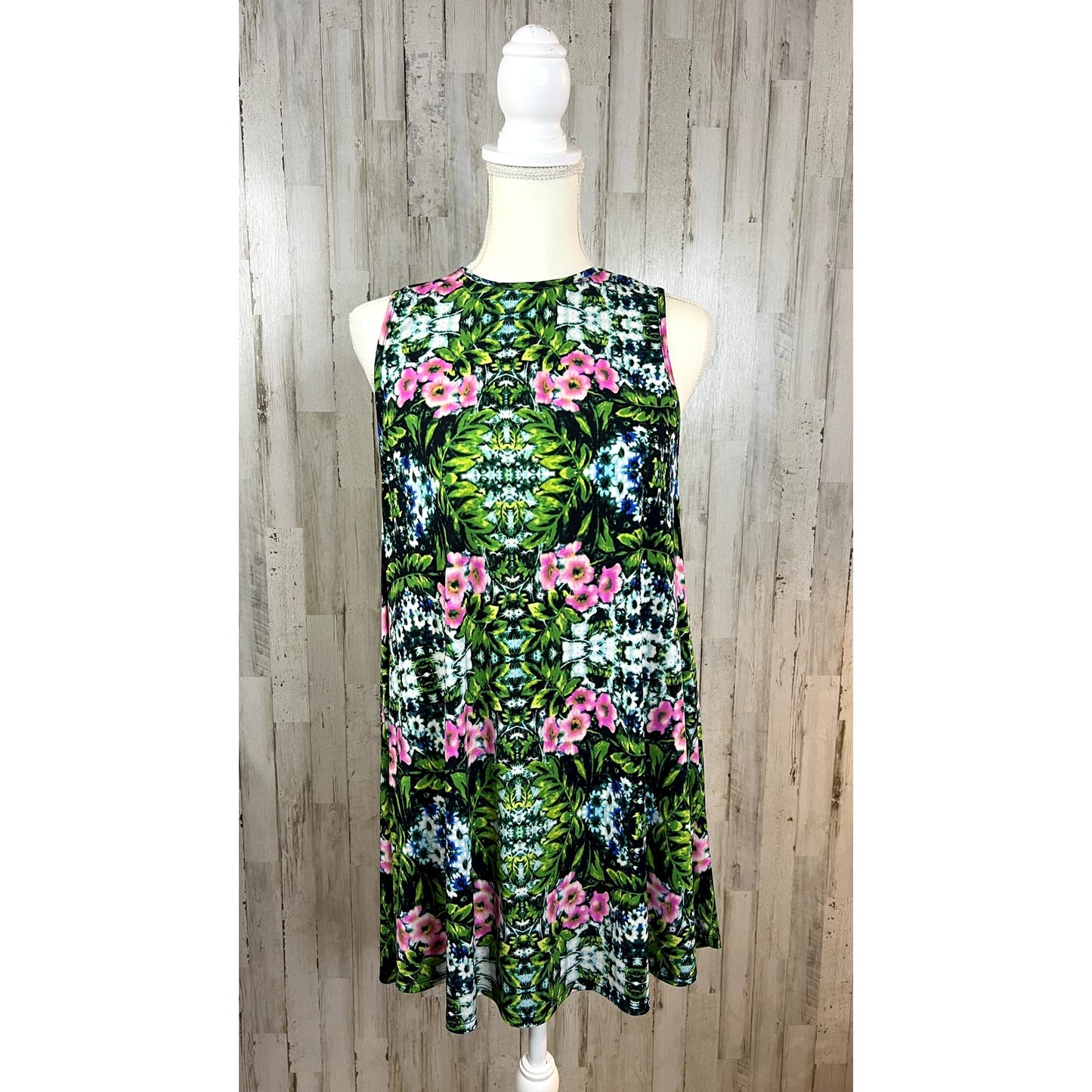 Show Me Your Mumu Women's Small Garrett Green/Pink Floral Sleeveless Mini Dress