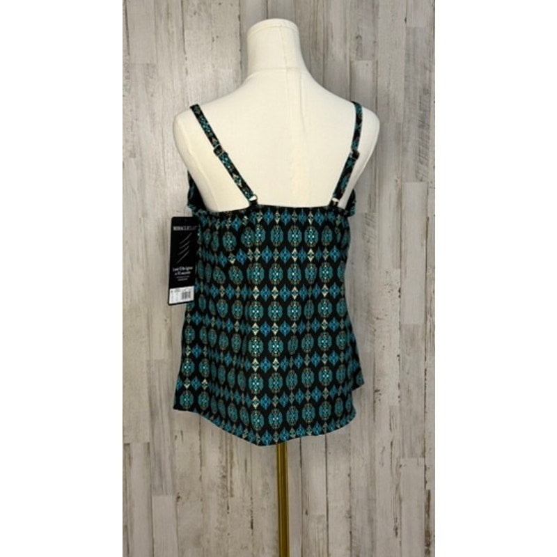 NWT Miraclesuit Women's Blue Tankini Top 12 Slimming Adjustable Straps