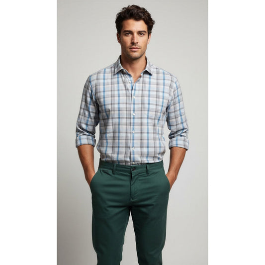 Johnnie-O Men's XL Blue Plaid Performance Button-Up Shirt Long Sleeve