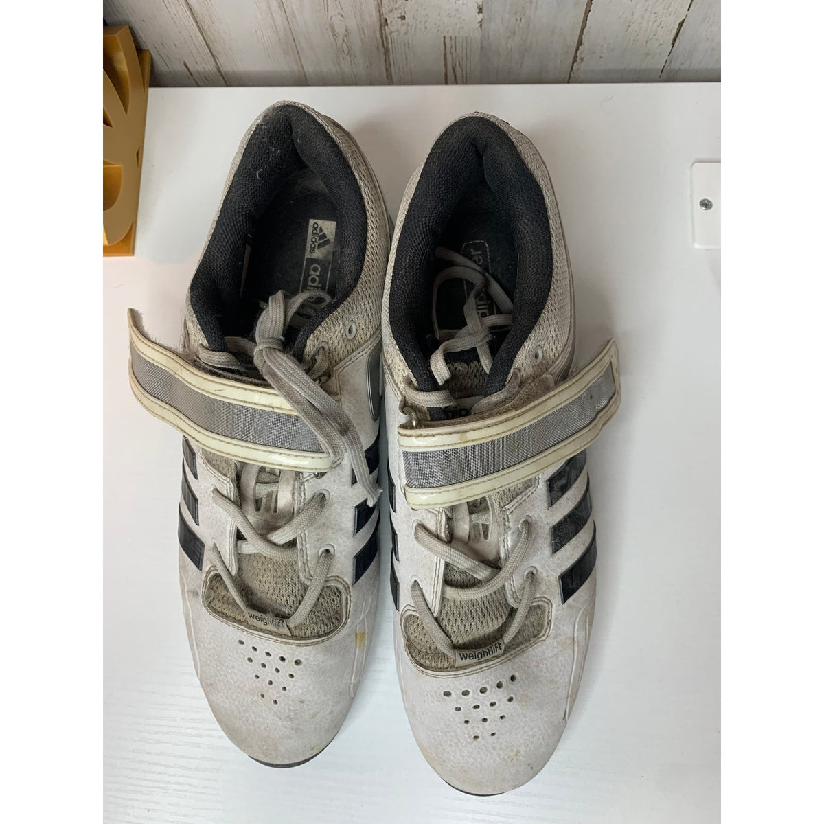 Adidas Adipower Weightlifting Shoes Mens 11.5 White Black Lifting Shoe Strap Gym