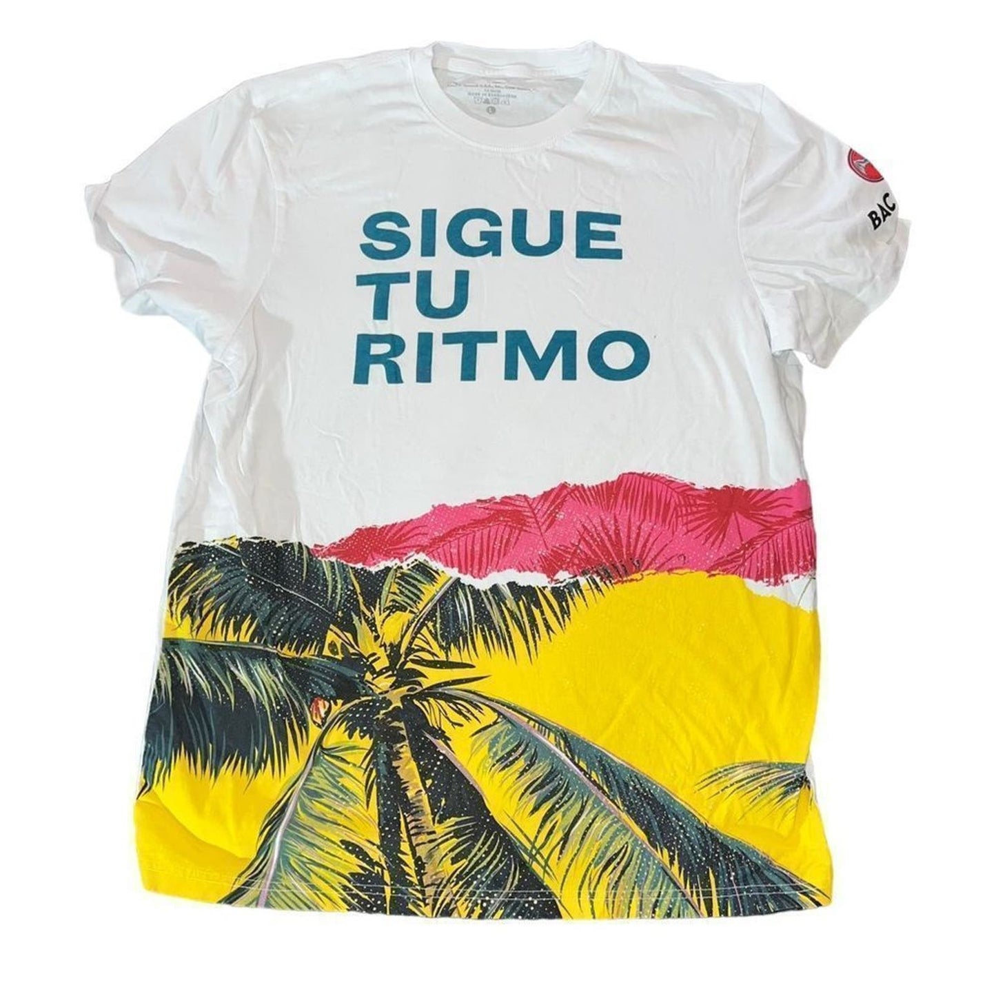 Bacardi Sigue Tu Ritmo T-shirt White Palm Trees Sz L