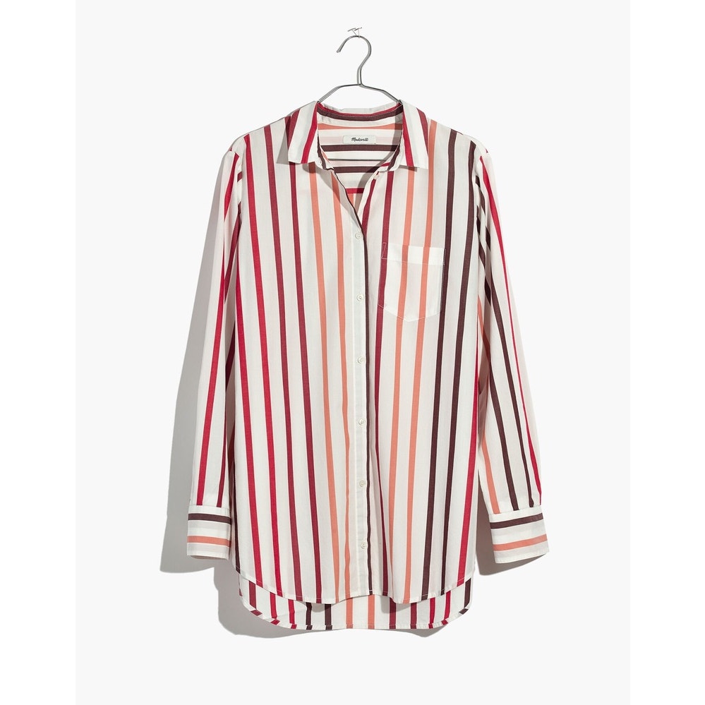 Madewell Women's XS Striped Button-Up Shirt Long Sleeve Casual Relaxed Fit