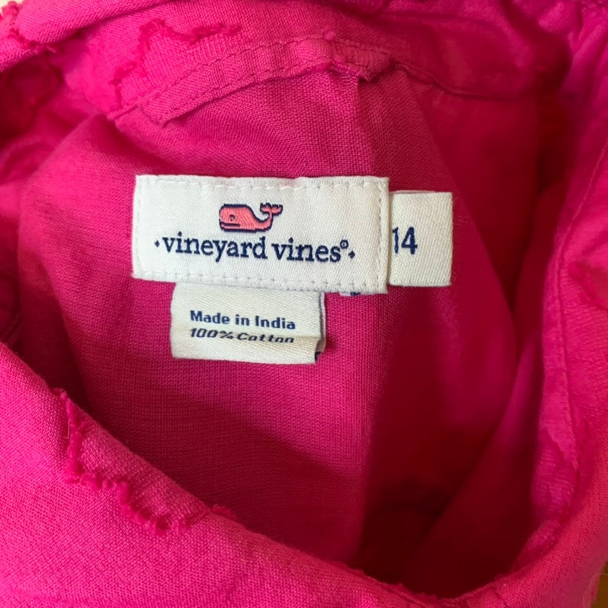 Vineyard Vines Girls Shirt Dress Size 14 Pink Floral
