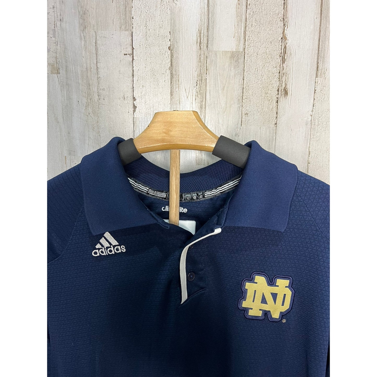 Adidas Notre Dame Fighting Irish Polo Shirt Men's Large Blue Sports Casual