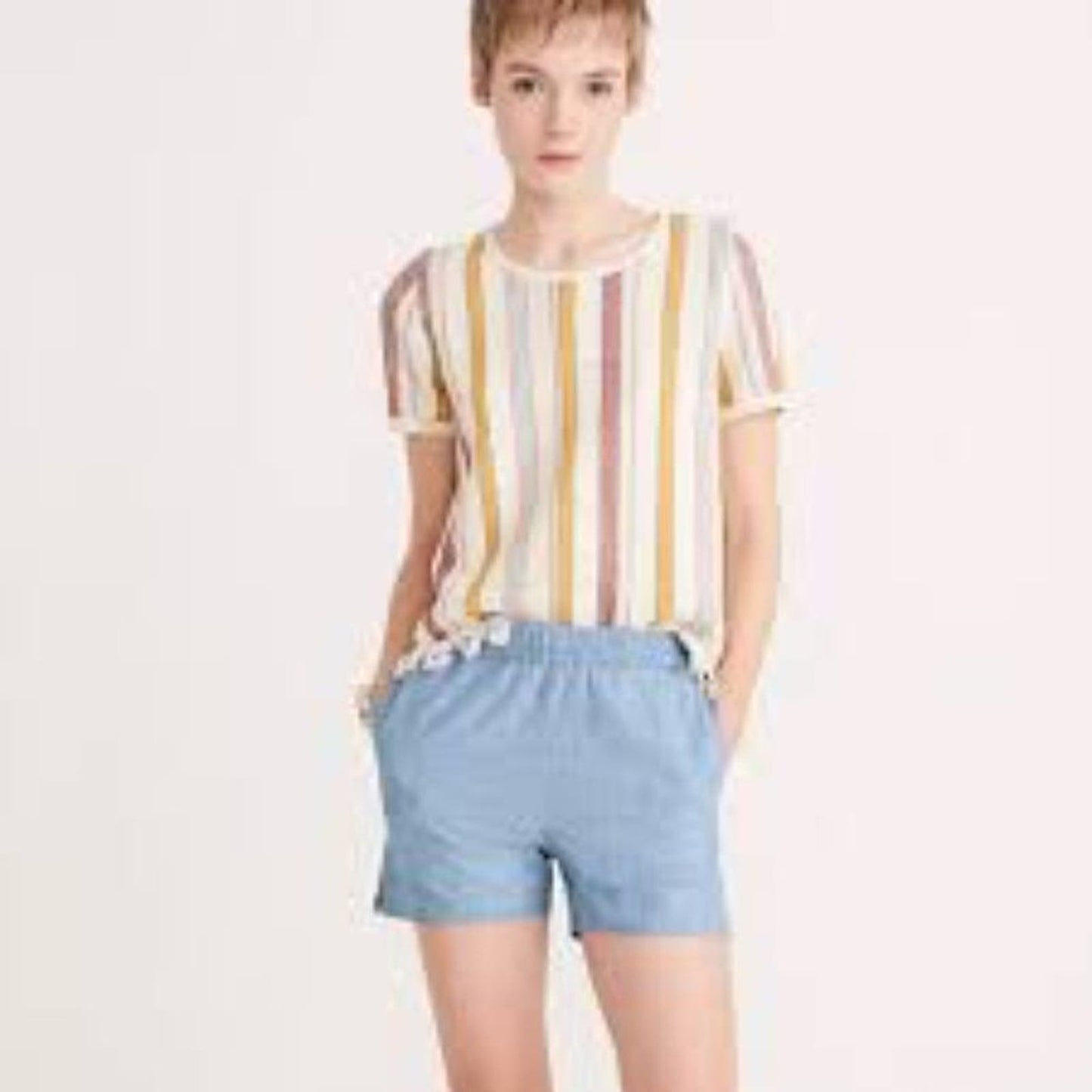 Madewell High Rise Chambray Pull On Shorts Blue Size Small