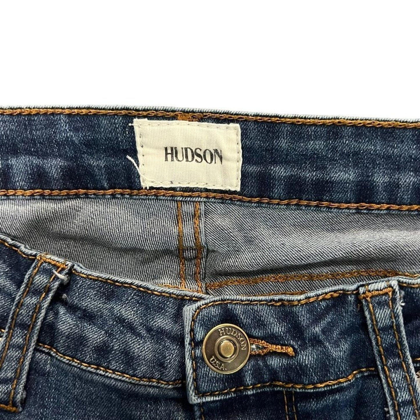 Hudson Jeans Girls Size 16 Blue Medium Wash Bestfriend Embroidered Raw Hem