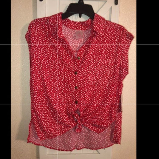 No Boundaries red tie front top L EUC