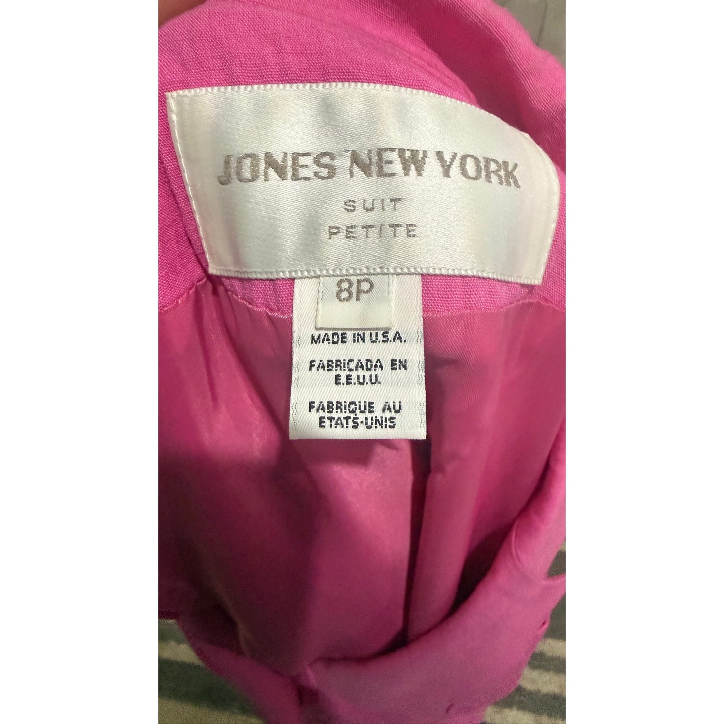 Jones New York Skirt Suit Set Womens Petite 8P Pink Blazer Pencil Skirt