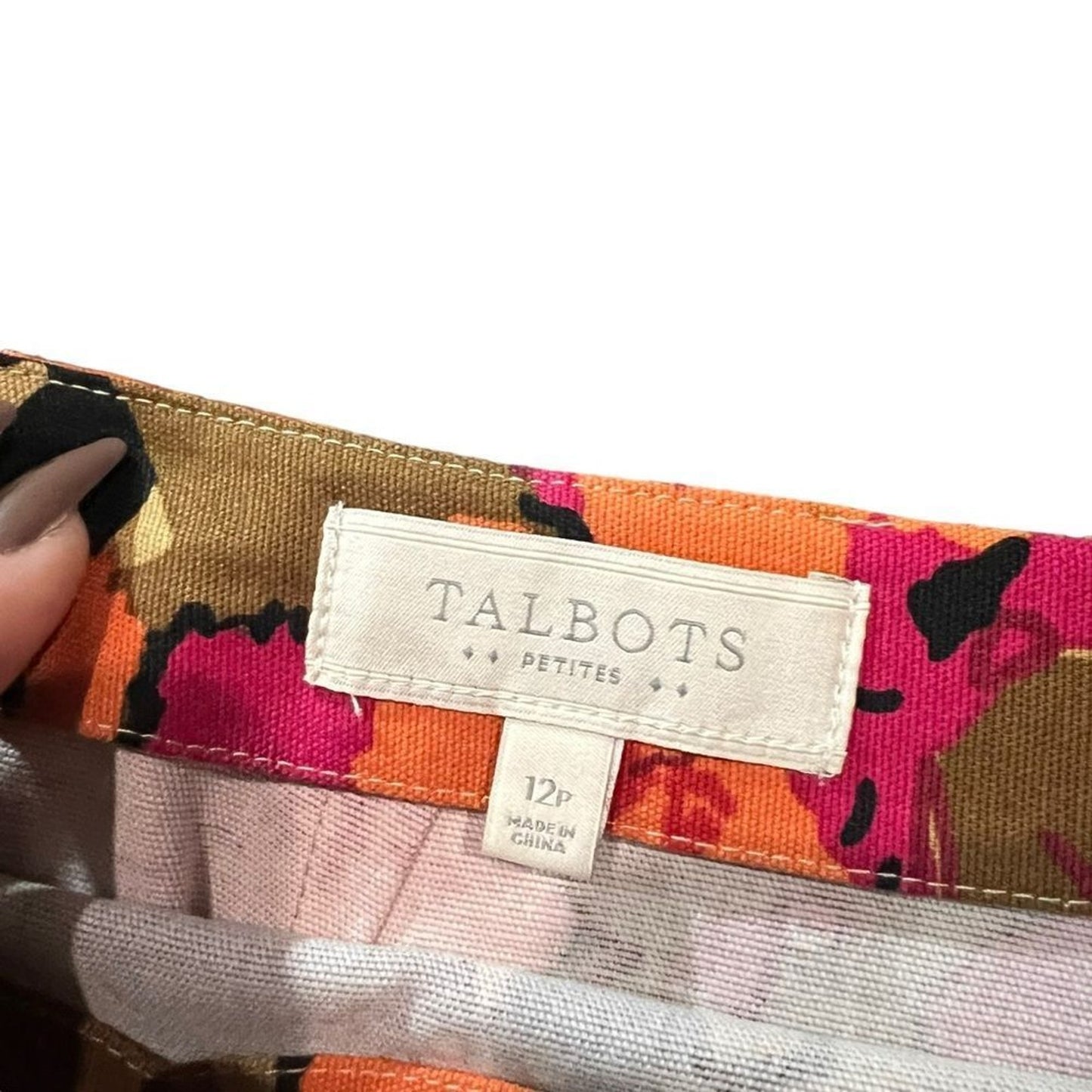 Talbots Petites Skirt Womens Size 12P Floral Pencil Knee Length Lined