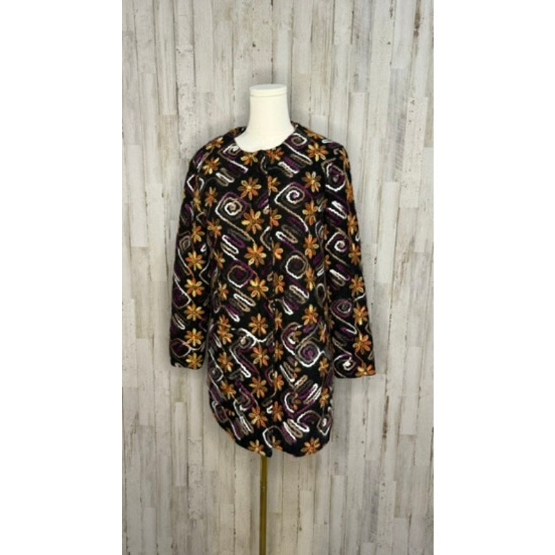 Anthropologie Women's XS Floral Embroidered Overcoat Multicolor Casual